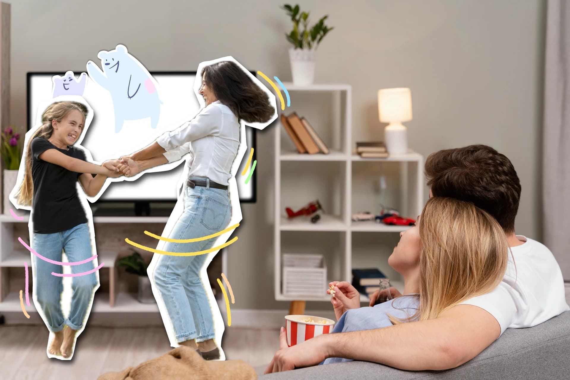 Child playing a Hiro movement game at home